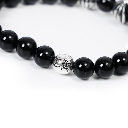 Onyx Bead Bracelet 8MM (4 Silver Beads)